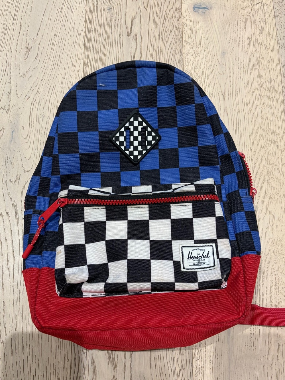 Herschel Checkered Mini Backpack in Blue, Black & Red